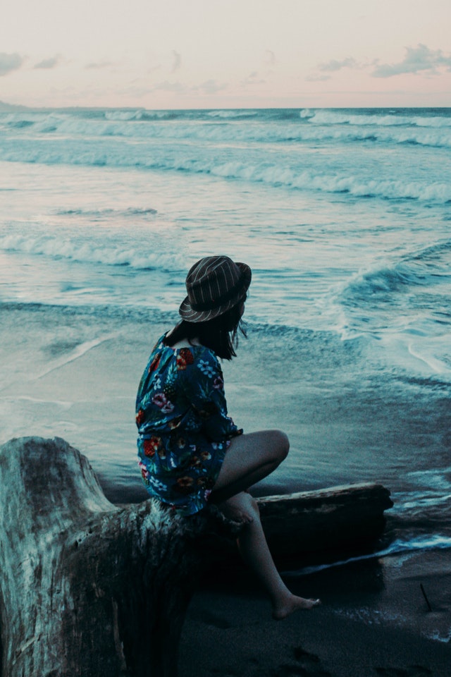 Photo by Mustofa Rizky: https://www.pexels.com/photo/photo-of-woman-in-floral-dress-sitting-alone-on-a-log-by-the-beach-overlooking-the-horizon-3662501/ reseller