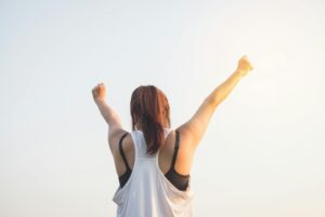 Woman excited about her ebay listings